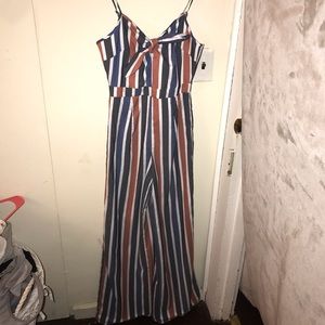 Striped Tie Jumpsuit